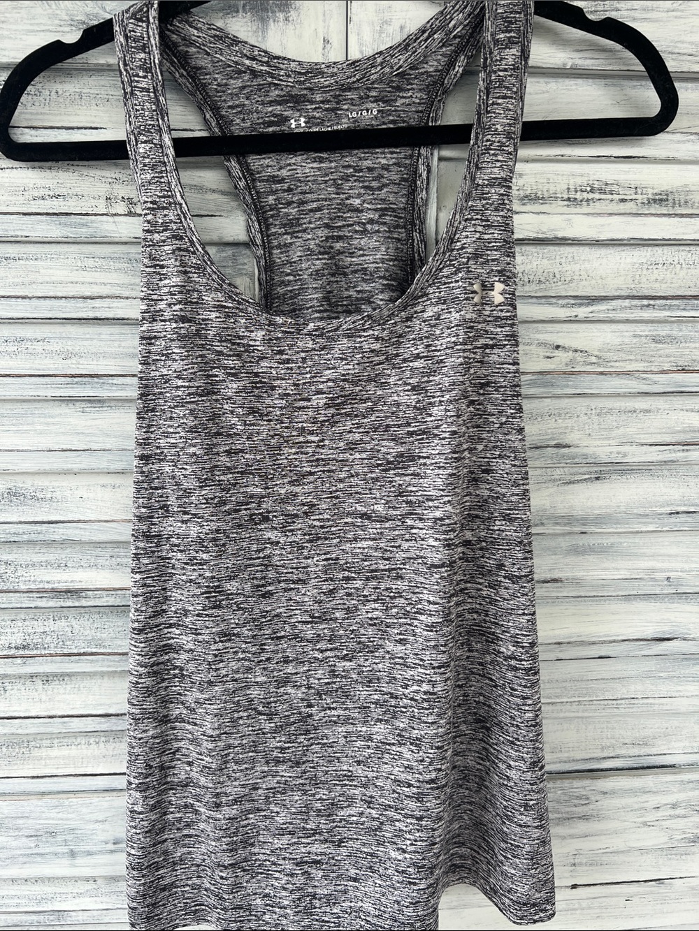 Under Armour Women’s Heather Gray/Black Racerback Heatgear Top Size L